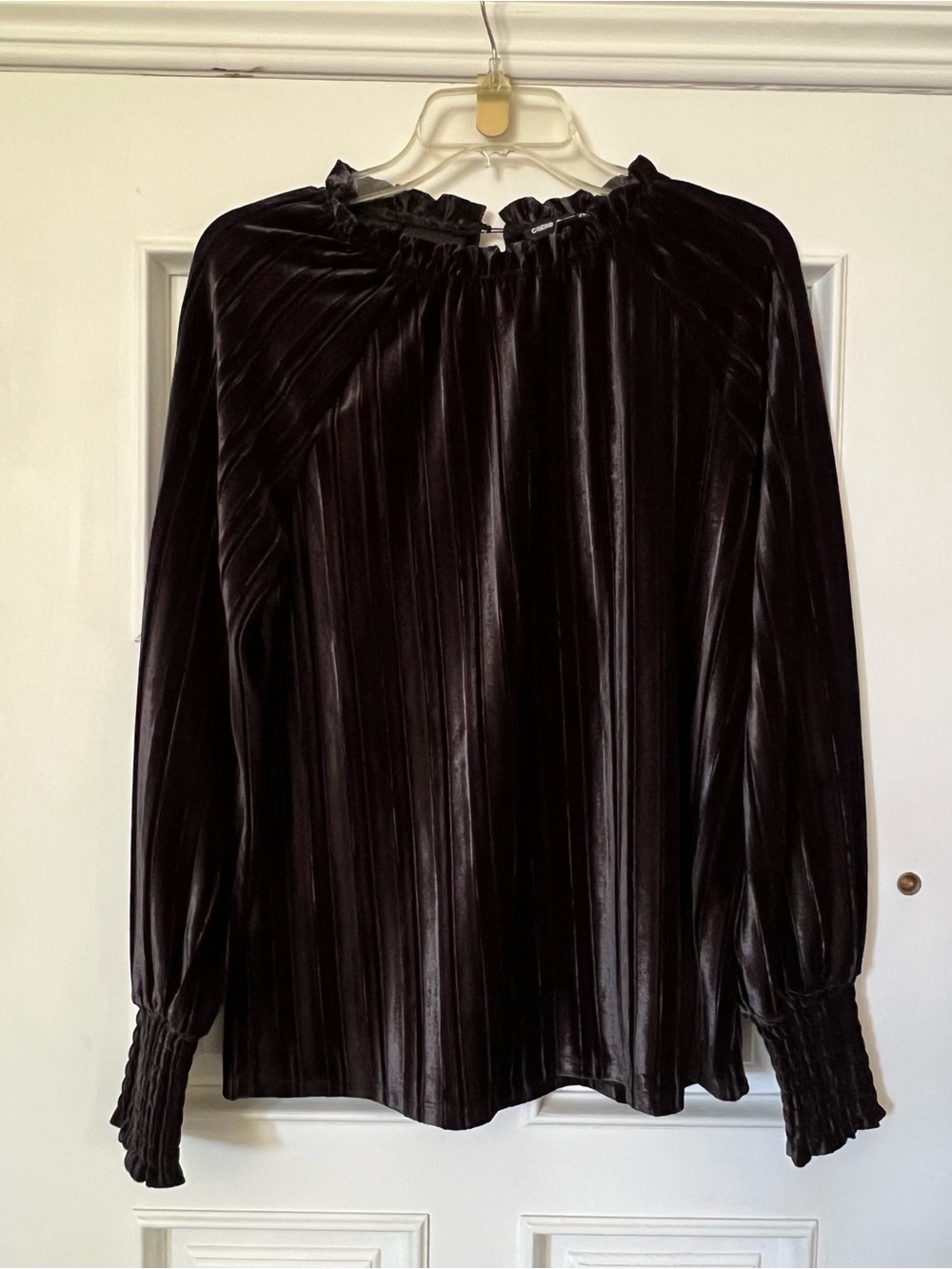 NWOT Velvet Black Pleated Long-Sleeve Top